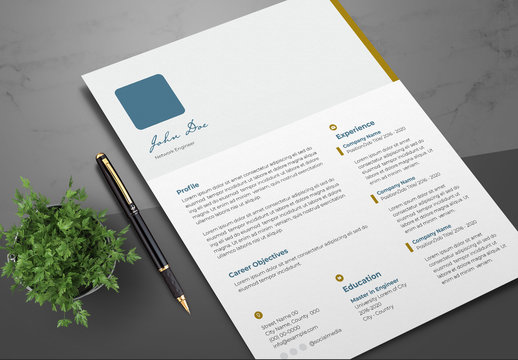 Resume Layout with Teal and Brown Accents