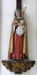 Obraz premium Virgin Mary under the Cross, Basilica of St. Vitus in Ellwangen, Germany 