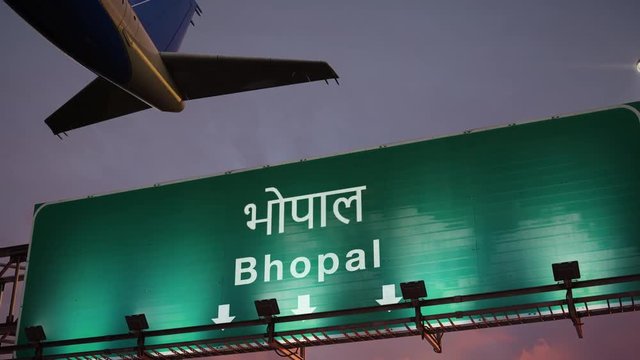 Airplane Take off Bhopal during a wonderful sunrise