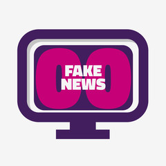 Fake News pc Monitor Screen On A White Background Vector Media