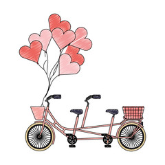 retro tandem bicycle with balloons helium