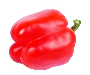 Fresh sweet pepper red bell isolated on white background with clipping path