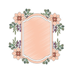 frame with beautiful flower decorative icon