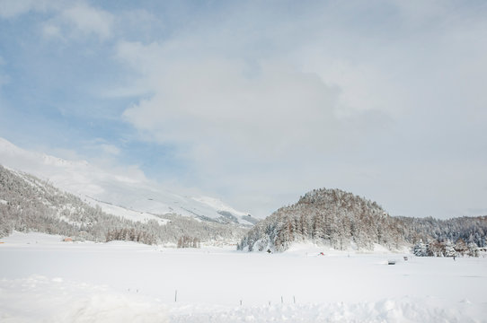 St. Moritz, Champf&egrave;r, Champf&egrave;rsee, Eis, Langlauf, Langlaufloipe, Alpen, Oberengadin, Graub&uuml;nden, Winter, Wintersport, Schweiz