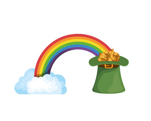 leprechaun hat with coins isolated icon