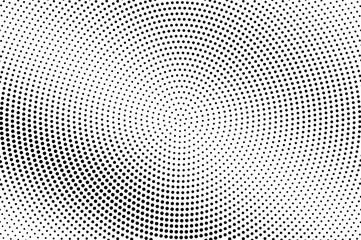 Black and white halftone vector. Diagonal dotted gradient. Vintage circular texture. Retro style overlay