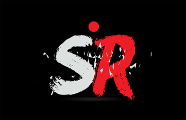 alphabet letter combination SR S R with grunge texture on black background logo