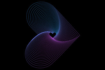Violet And Blue Geometric Gradation in form of heart. Neon Heart Logo On Dark Background . Vector illustration