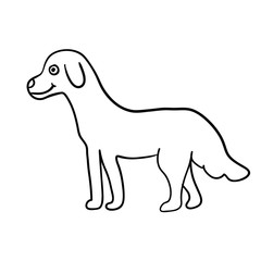 Cartoon doodle linear dog isolated on white background. Vector illustration. 