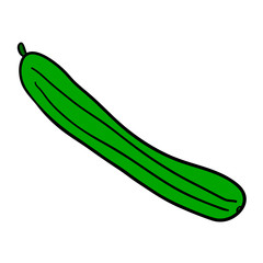 Cartoon doodle linear cucumber isolated on white background. Vector illustration. 