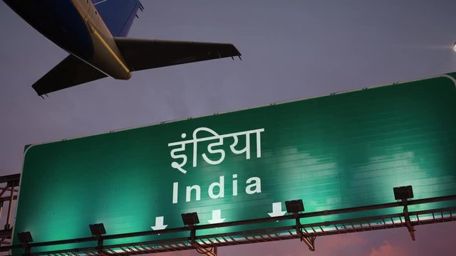 Airplane Take off India during a wonderful sunrise