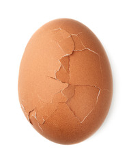 Single cracked brown chicken egg - 247463380