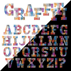 Set of letters with grunge effect. Vector graphic alphabet symbols in graffiti style.