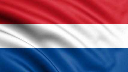 Netherlands flag blowing in the wind. Background texture. 3d rendering, wave. - Illustration