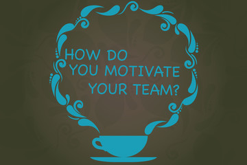 Writing note showing How Do You Motivate Your Teamquestion. Business photo showcasing Strategies to maintain motivation Cup and Saucer with Paisley Design on Blank Watermarked Space