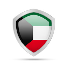 Shield with Kuwait flag on white background.