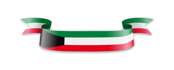 Kuwait flag in the form of wave ribbon.