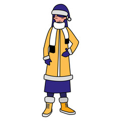 young woman with winter clothes