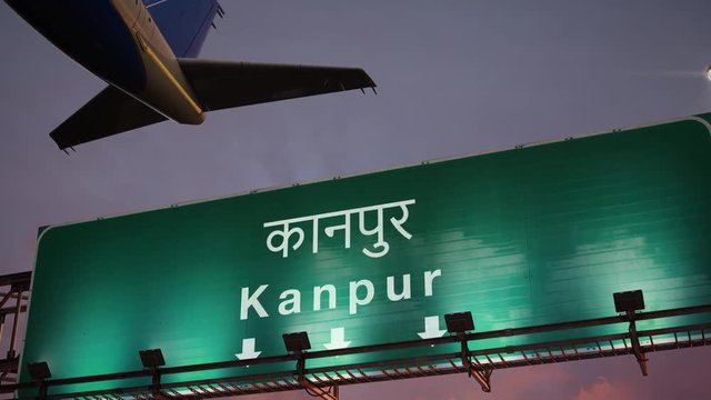 Airplane Take off Kanpur during a wonderful sunrise