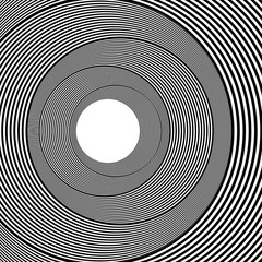 Abstract black and white striped background. Geometric pattern with visual distortion effect. Optical illusion. Op art.