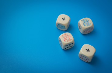 game dice background on a blue background