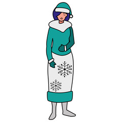 young woman with winter clothes