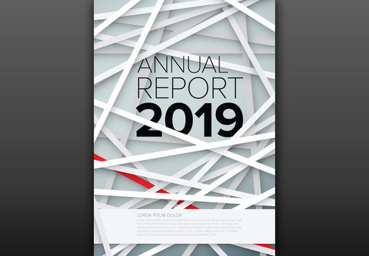 Annual Report Cover Layout with Layered Stripes