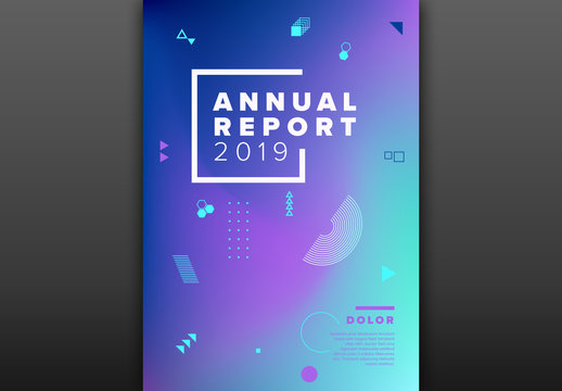 Annual Report Cover Layout with Floating Shapes