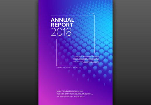 Annual Report Cover Layout with 3D Squares