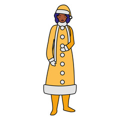 young black woman with winter clothes
