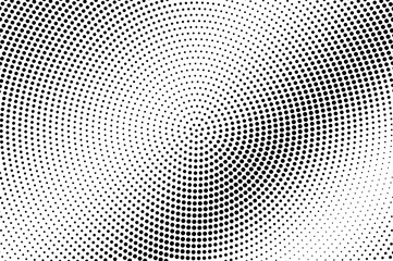 Black and white halftone vector. Diagonal dotted gradient. Round dotwork texture. Retro overlay