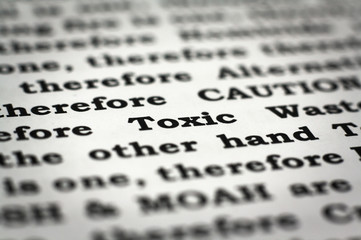 Newspaper with focus on word toxic