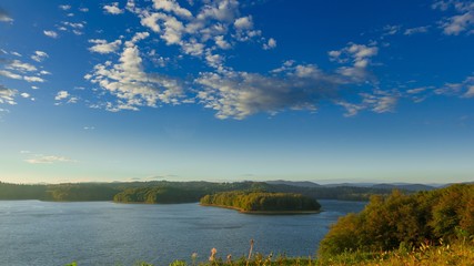 Beautiful Solinskie lake in Bieszczady mountains