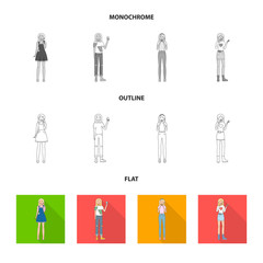 Vector design of posture and mood icon. Collection of posture and female stock vector illustration.