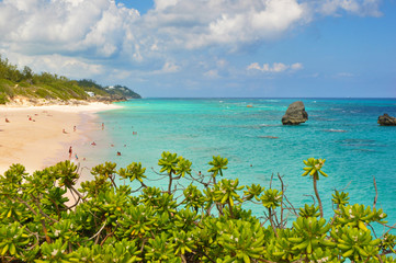 Beautiful tropical beach on Bermuda Island, travel photo