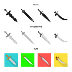 Isolated object of game  and armor  sign. Set of game  and blade  stock symbol for web.