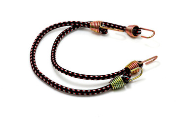 Bungee cords on white background