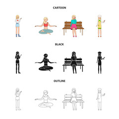 Naklejka premium Vector design of posture and mood sign. Set of posture and female stock symbol for web.