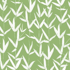 Beautiful hand drawn botanical vector seamless pattern with bamboo leaves.