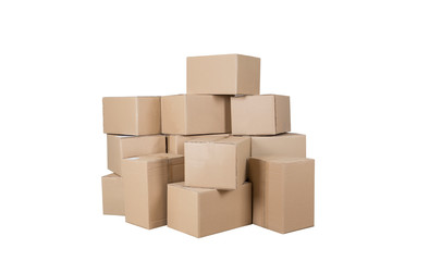 isolated stack carton boxes on white