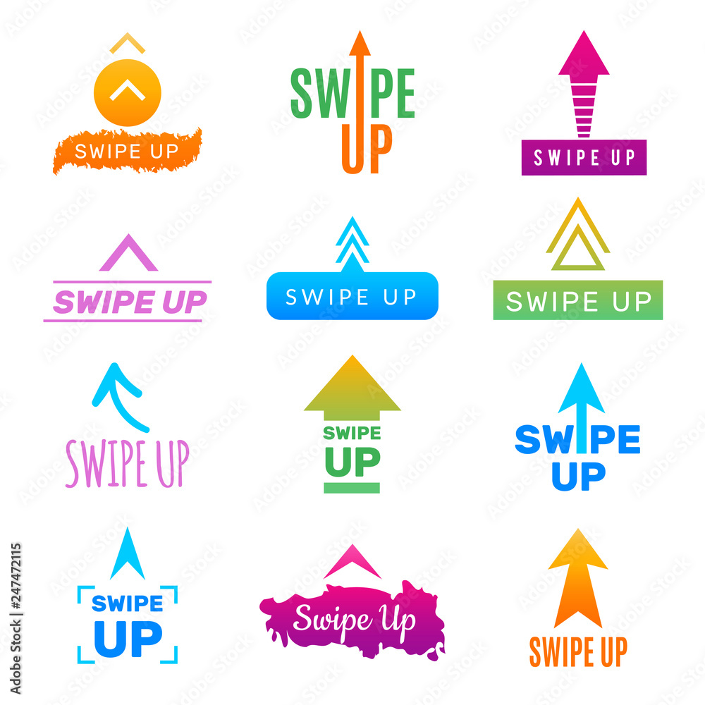 Poster insta swipe up. ui app design template screen buttons and link for social web project photo blog tre
