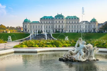 Deurstickers Vienna, Austria - 0ctober, 17, 2018 - People enjoy a sunny day to visit the Belvedere Palace. © Nido Huebl