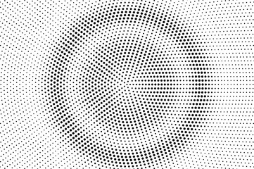 Black and white halftone vector. Round dotted gradient. Concentrated rough dotwork surface.