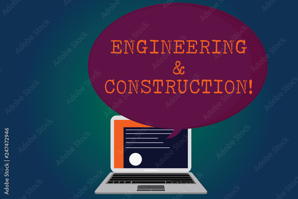 Poster handwriting text engineering and construction. concept meaning applying technical knowledge to infra
