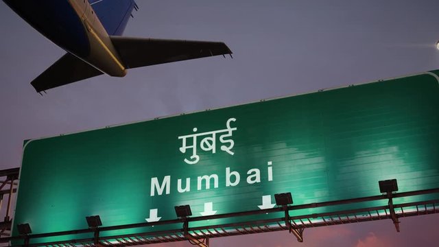 Airplane Take off Mumbai during a wonderful sunrise