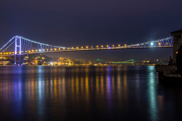 Fototapeta na wymiar İstanbul Bosphorus Two Bridges in One Picture