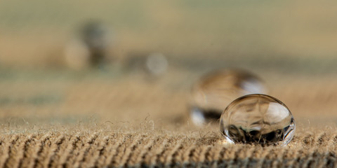Water droplets on moisture resistant fabric Close up