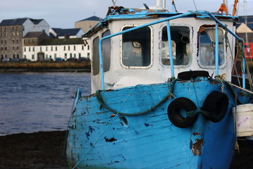 Fototapeta na wymiar Old Blue Boat of Galway