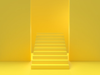 Minimal idea concept. Yellow stairs