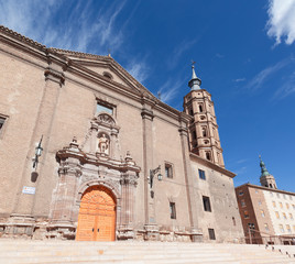Fototapeta na wymiar Zaragoza - The baroque portal of church Iglesia de San Juan de los Panetes.